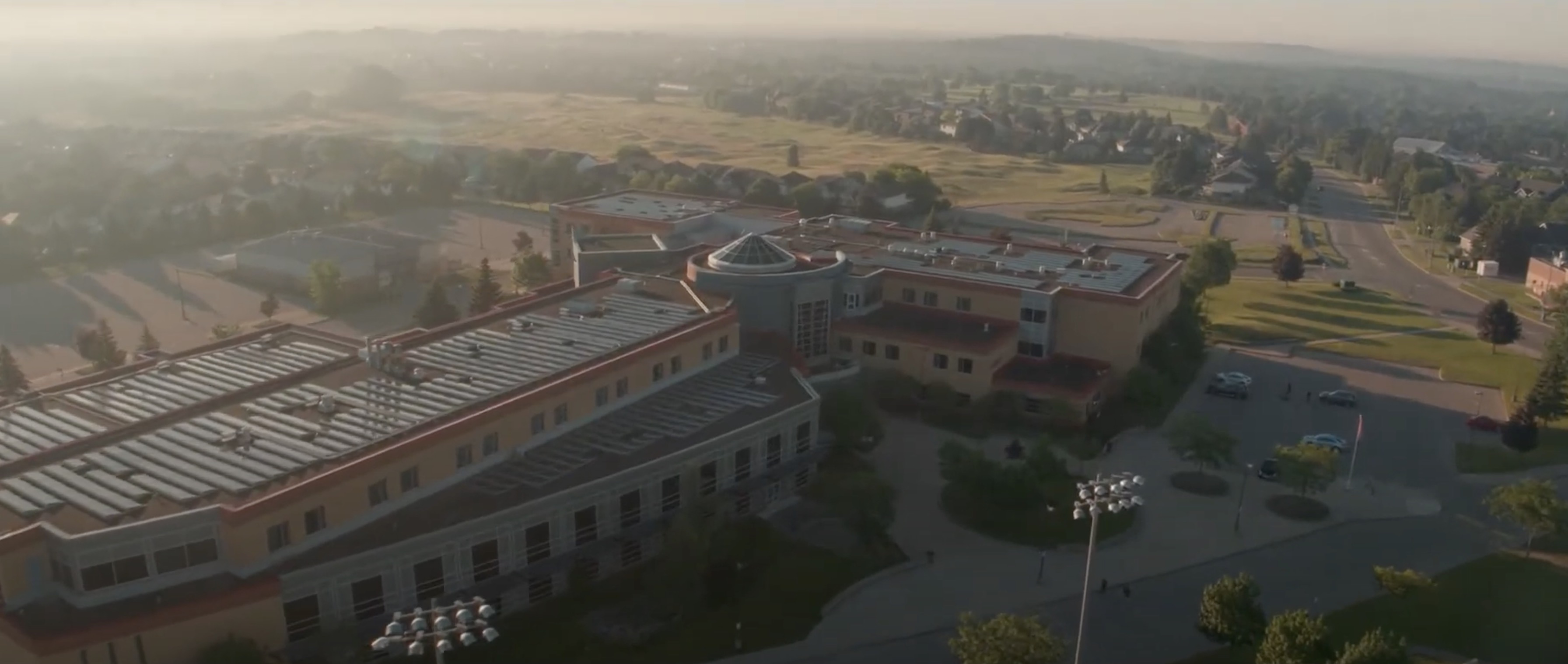 Aerial view of a Waterloo Catholic school campus